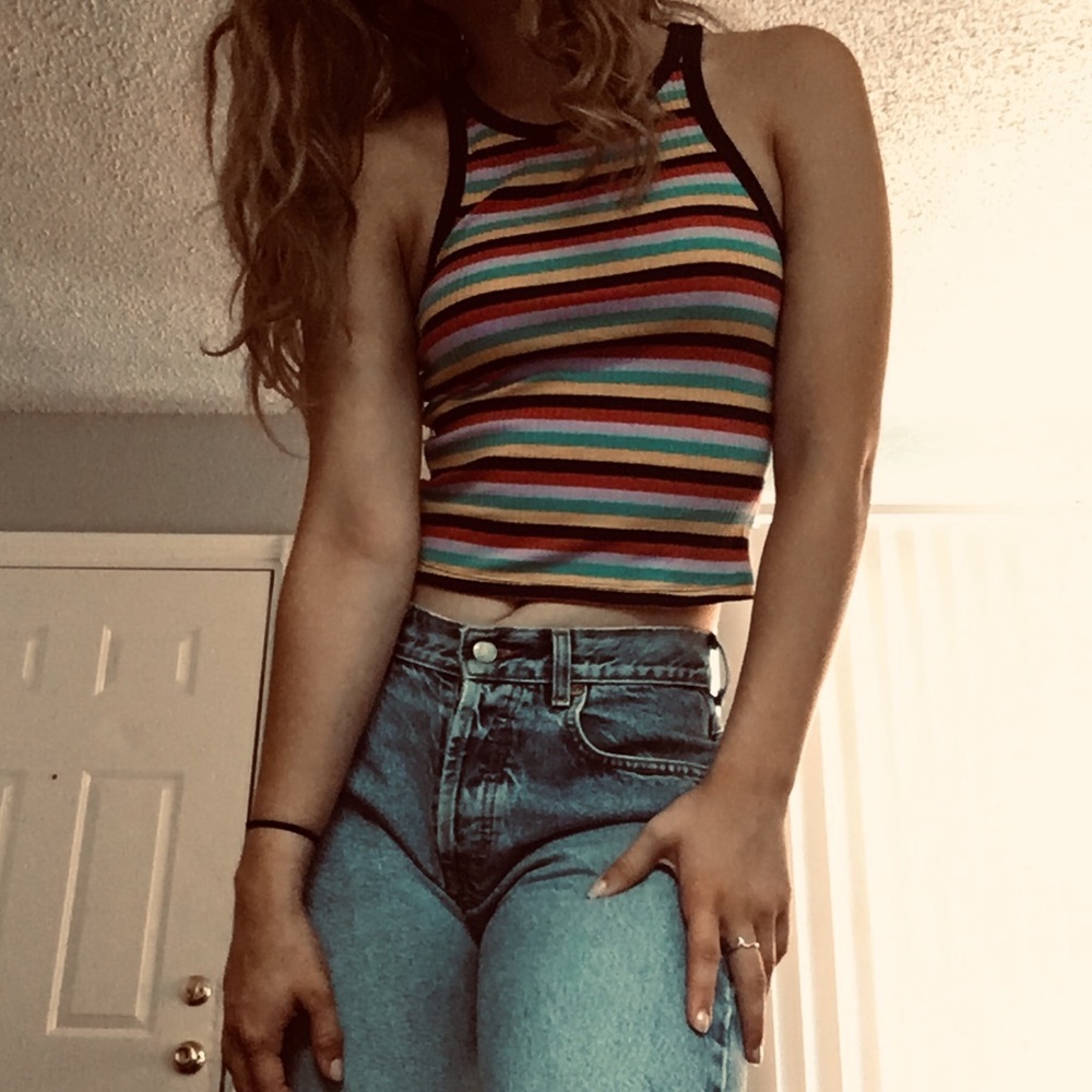 Ribbed multicolor cropped tank
